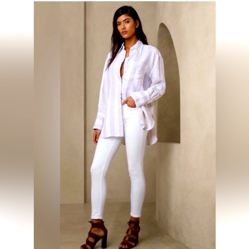 NWT Banana Republic White Mid-Rise Skinny Jeans Sz 26